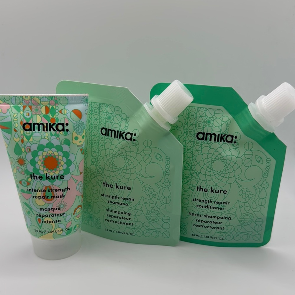Amika The Kure Strength Repair Shampoo, Conditioner, and Mask Set